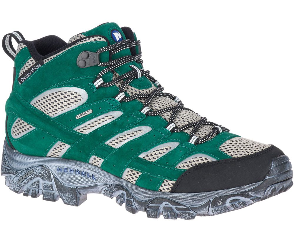 Botas Homem - Merrell Moab 2 Mid Waterproof X Outdoor Voices - Verdes - IGR647512